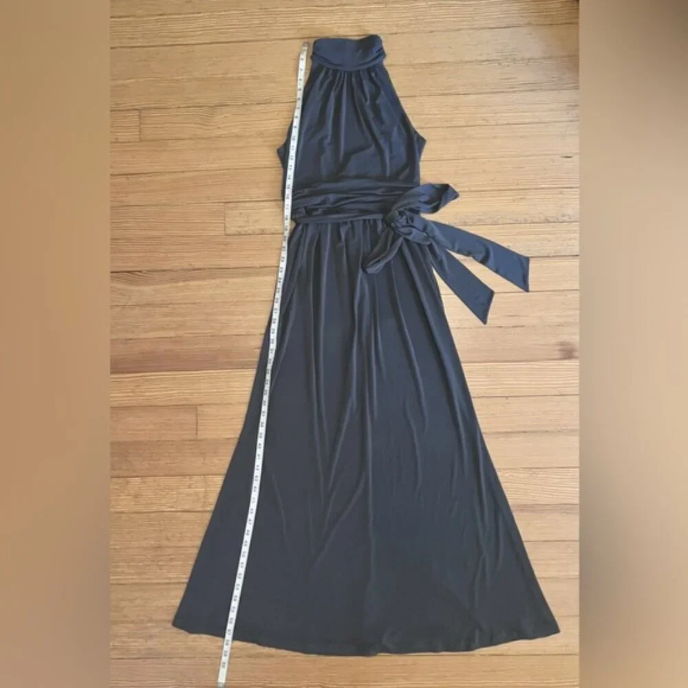 NWT Max & Cleo Keyhole back Halter Gown in Slate Grey Sz 6. - Picture 3 of 13